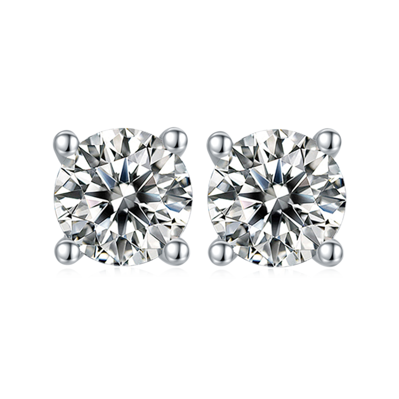 Classic圆形S925银镀白金MoissanitePendantStud Earring套装